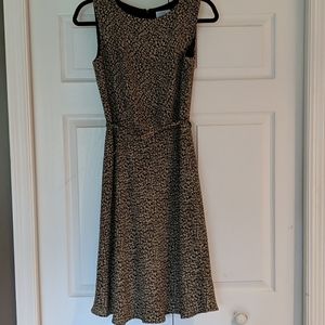 Loft, sleeveless belted brown and cream dress. Size 6P